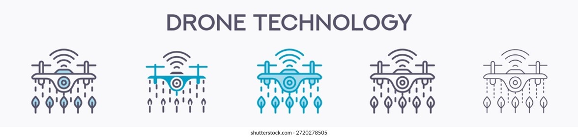 Elemento De Tecnologia De Drone Para Design Gráfico - Vários Estilos. Ilustração Vetorial De Duas Cores E Preto. Vários Designs De Ícones Podem Ser Usados Para Celular, Interface Do Usuário, Web
