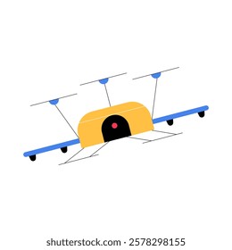 Drone Technology In Flat Vector Illustration Symbolizing Innovation, Automation, And Aerial Surveillance, Isolated On White Background