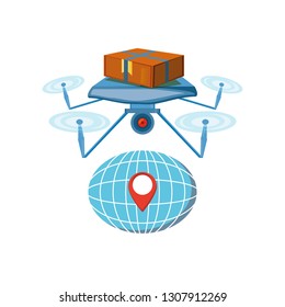 drone technology flying with sphere planet