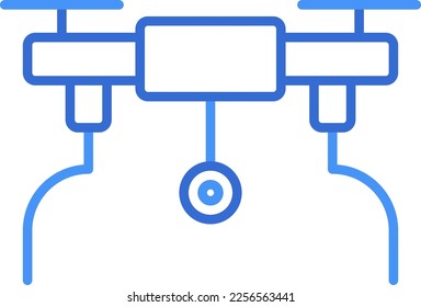 Drone technology icon with blue duotone style. Computing, diagram, download, file, folder, graph, laptop . Vector illustration