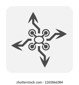 Drone and technology icon design, black and outline.