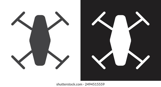 Drone Technology icon Flat set in black and white color outline vector