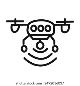 Drone Technology icon linear graphics set vector
