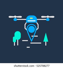 Drone technology icon. Modern minimal linear design. Illustration of innovations and Internet of things. Green home and technologies.