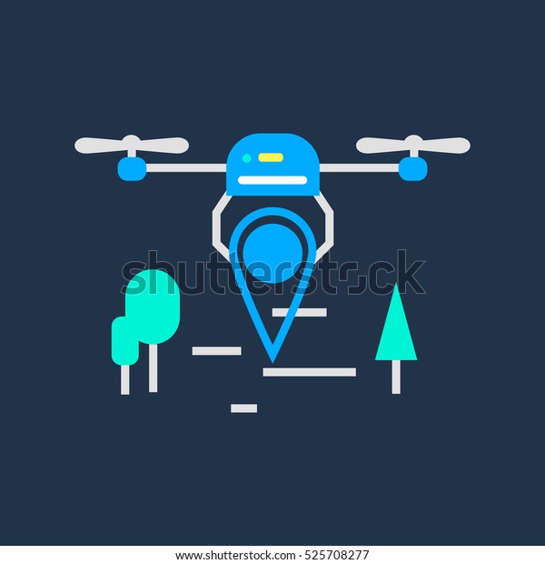 Drone technology icon. Modern minimal\
linear design. Illustration of innovations and Internet of things.\
Green home and\
technologies.