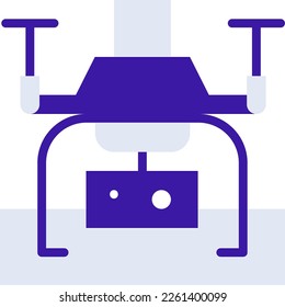 Drone technology icon with purple and orange duotone style. Computing, diagram, download, file, folder, graph, laptop . Vector illustration