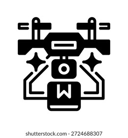 Icono de línea de Tecnología de drones, símbolo de contorno para vigilancia Aéreas, monitoreo remoto, logística inteligente, vuelo no tripulado y escaneo de Industrial. Icono de signo de Vector.