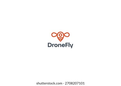 Logotipo moderno del punto de la ubicación de la abeja voladora de la tecnología del abejón