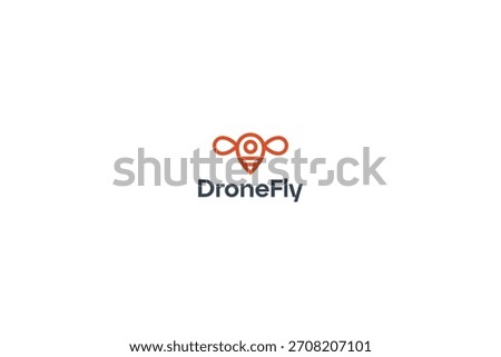 Drone technology modern flying bee location point logo