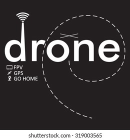 drone text for logo designs white