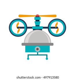drone of three airscrew with cabin and camera