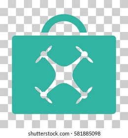 Drone Toolbox vector icon. Illustration style is a flat iconic cyan symbol on a transparent background.
