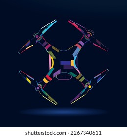 Drone top view, abstract, colorful drawing. Vector illustration of paints