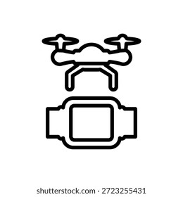 Icono de seguimiento de drones, Vector de línea
