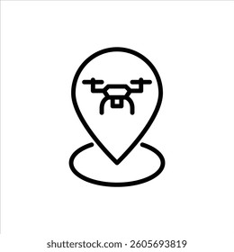 Drone Tracking outline icon, Drone Location black line illustration