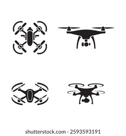 Drone Types Silhouettes Icons set. Editable vector icon. Perfect for web and app interfaces, presentations, info graphics, etc.
