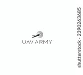 
  Drone, UAV shop logo, poster. Drone icons set. Collection of 4 drone