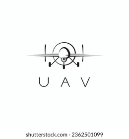 

  Drone, UAV shop logo, poster. Drone icons set. Collection of 4 drone's isolated on white background. Vector illustration