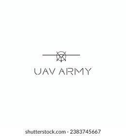 
  Drone, logo de la tienda UAV, afiche. Iconos de drones establecidos. Colección de 4 drones aislados en fondo blanco. Ilustración del vector