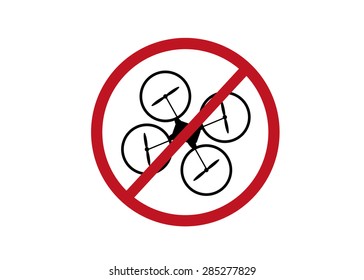 Drone use prohibited sign. Illustration of a no drone zone sign 