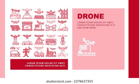 drone verwenden Technologie Landing Web-Seite Vektor. Agrarfarm, Smart-Kamera, Bauer modern, Präzision digital, Feld, Roboter Boden-Drohne verwenden Technologie Illustration