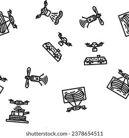 drone use technology vector seamless pattern thin line illustration