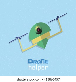 Drone vector in blue color backdrop
