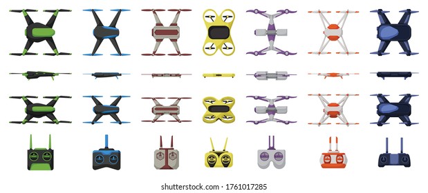 Drone vector cartoon set icon. Vector illustration quadcopter on white background. Isolated cartoon set icon drone.