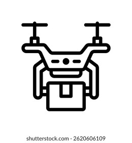 Vector de drones para entrega y Tecnología Aéreas. Ilustración de aparato volador para Fotografía y vigilancia. Icono de línea