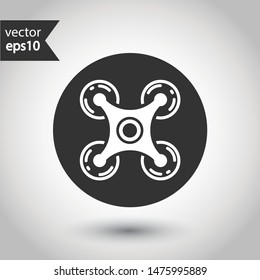 Drone vector icon. Flying drone sign. Drone icon. EPS 10 flat symbol. Round icon design