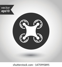 Drone vector icon. Flying drone sign. Drone icon. EPS 10 flat symbol. Round icon design