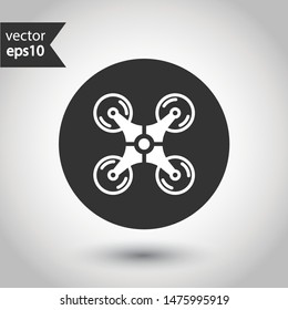 Drone vector icon. Flying drone sign. Drone icon. EPS 10 flat symbol. Round icon design