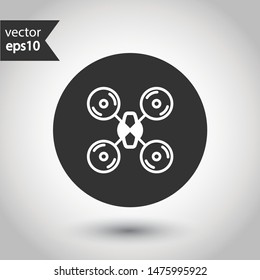 Drone vector icon. Flying drone sign. Drone icon. EPS 10 flat symbol. Round icon design