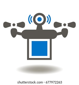 Drone Vector Icon. Flying Vehicle Delivery Illustration. Quadrocopter sign.