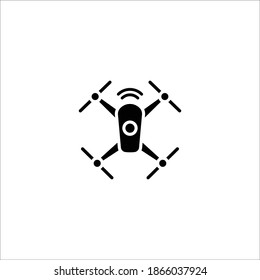 Icono vector drone. Drone con icono de ondas de radio. Inalámbrico, sistema de detección de radar, símbolo de servicio de entrega. Ilustración vectorial de cámara aérea