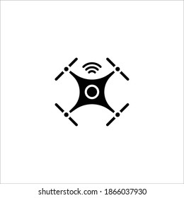 Icono vector drone. Drone con icono de ondas de radio. Inalámbrico, sistema de detección de radar, símbolo de servicio de entrega. Ilustración vectorial de cámara aérea