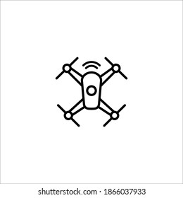 Drone vector icon. Drone with radio waves icon. Wireless, radar detection system, delivery service symbol. Aerial camera vector illustration