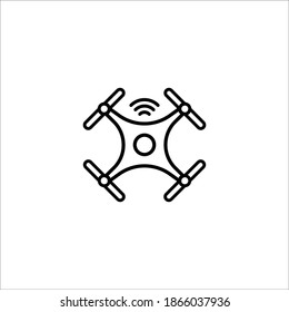 Icono vector drone. Drone con icono de ondas de radio. Inalámbrico, sistema de detección de radar, símbolo de servicio de entrega. Ilustración vectorial de cámara aérea