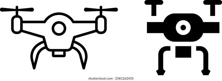 Drone Vector Icon Set – Aerial and Technology Icons