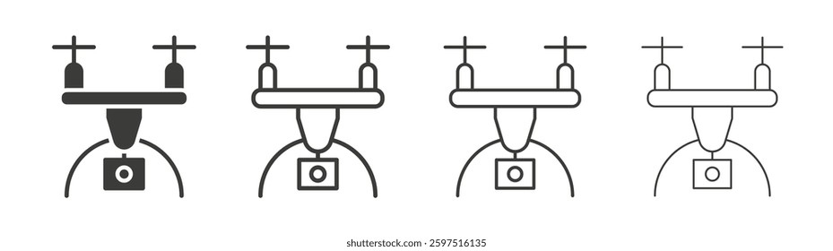 Drone vector icon set in black and white color.
