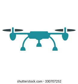 Drone vector icon. Style is flat bicolor soft blue symbol, rounded angles, white background.