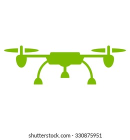 Drone vector icon. Style is flat eco green symbol, rounded angles, white background.