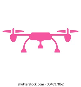 Drone vector icon. Style is flat pink symbol, rounded angles, white background.