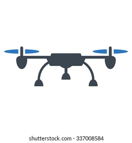 Drone vector icon. Style is flat bicolor smooth blue symbol, rounded angles, white background.