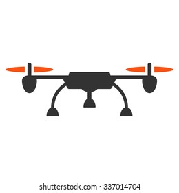 Drone vector icon. Style is flat bicolor orange and gray symbol, rounded angles, white background.