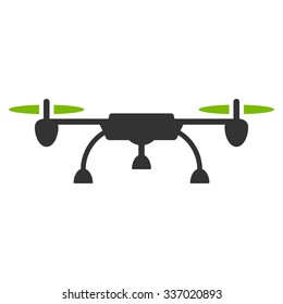 Drone vector icon. Style is flat bicolor eco green and gray symbol, rounded angles, white background.