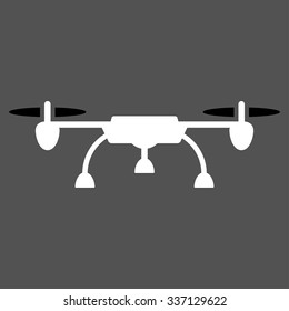 Drone vector icon. Style is flat bicolor black and white symbol, rounded angles, gray background.