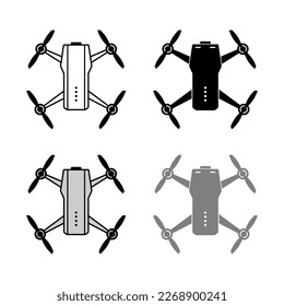 Iconos vectoriales de drones en fondo blanco