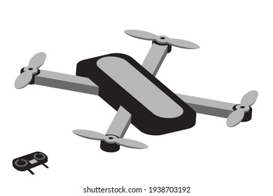 Drone vector illustration isolated on white.