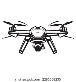 Drone vector illustration on a white background. Vector illustration silhouette svg.